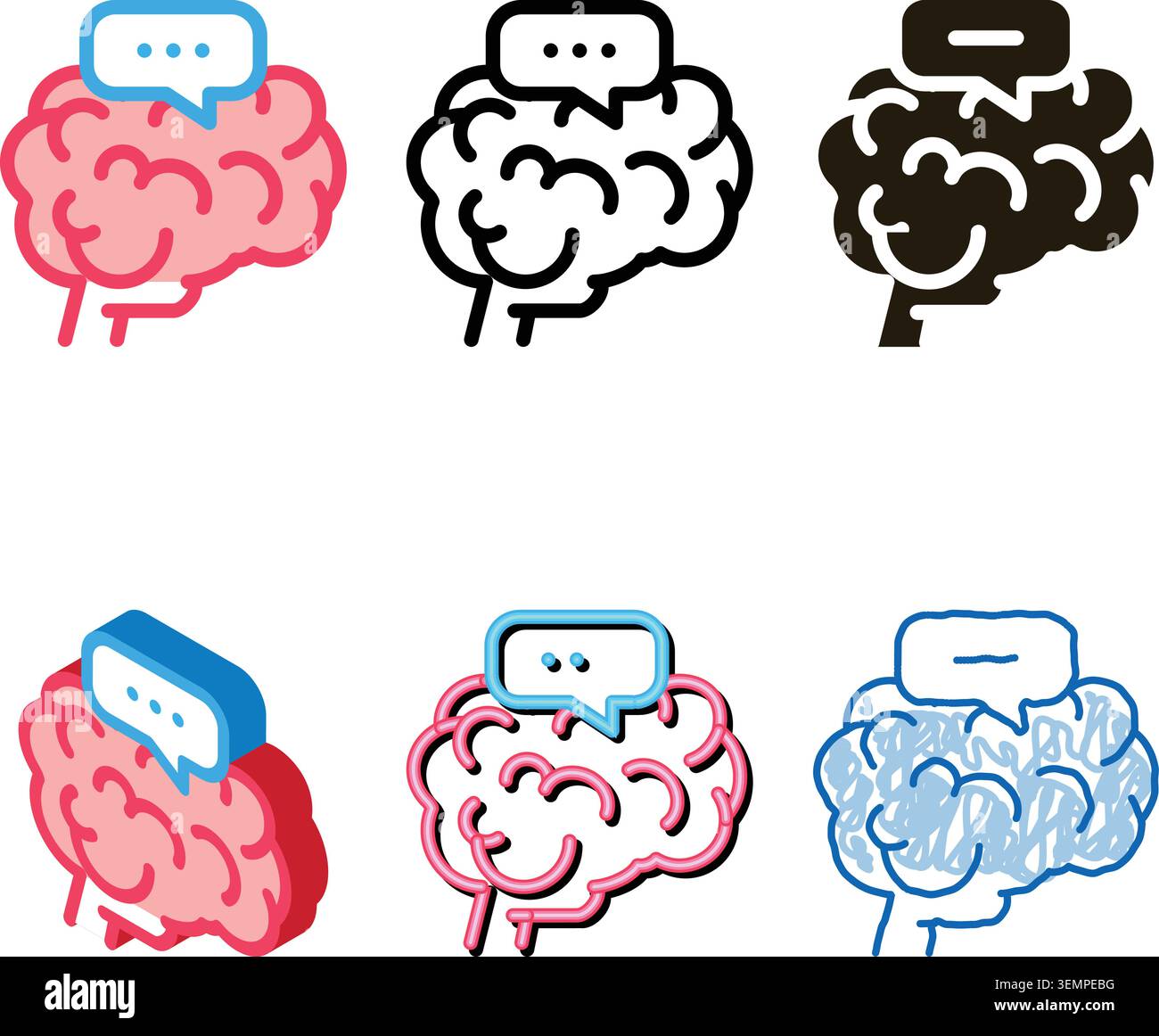 forms dementia brain icon vector outline Stock Vector