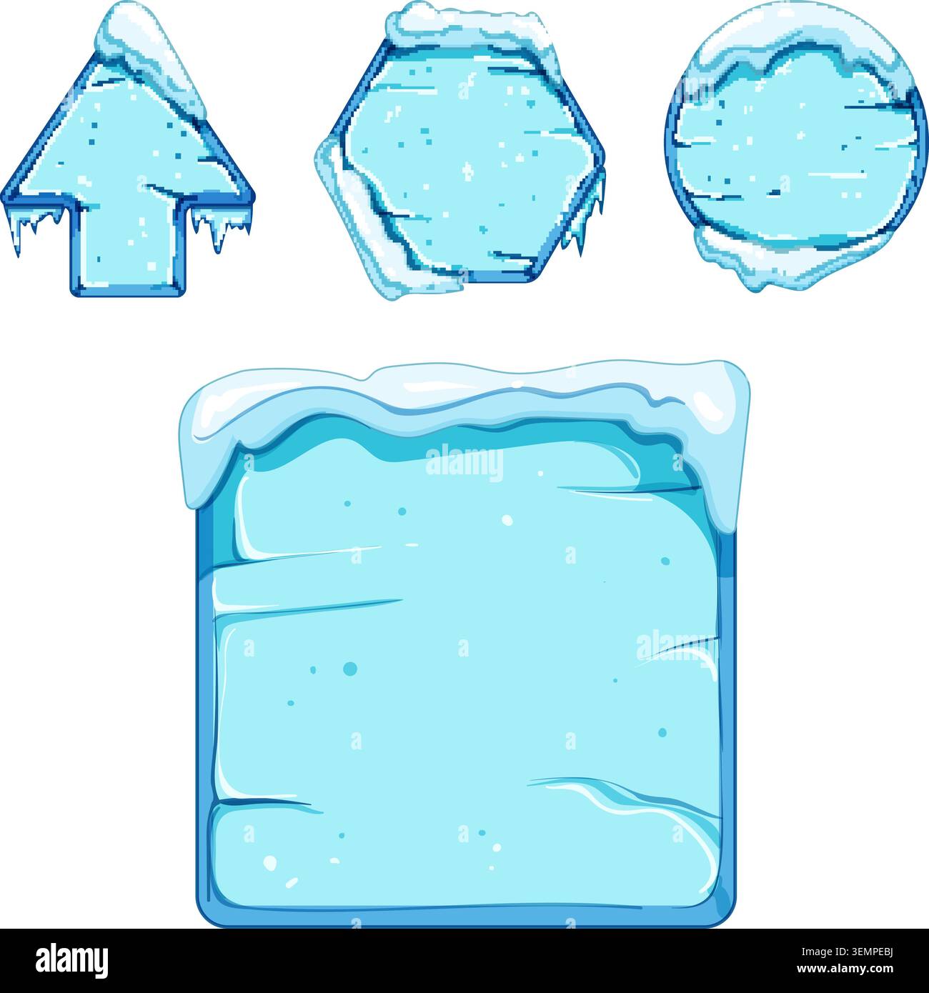 Ice game buttons and frames for user interface design Stock Vector