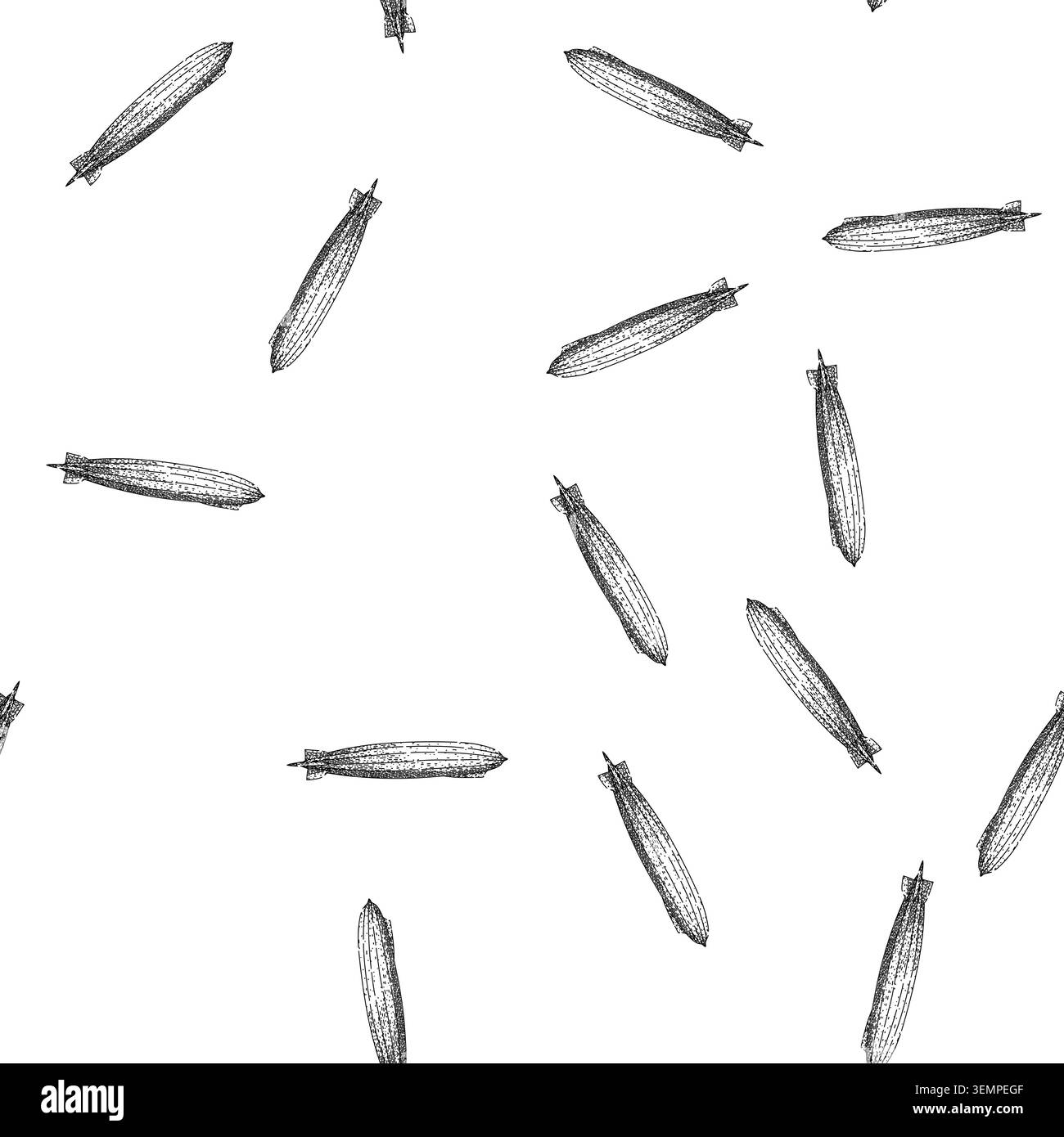 seamless pattern balloon airship sketch hand drawn Stock Vector