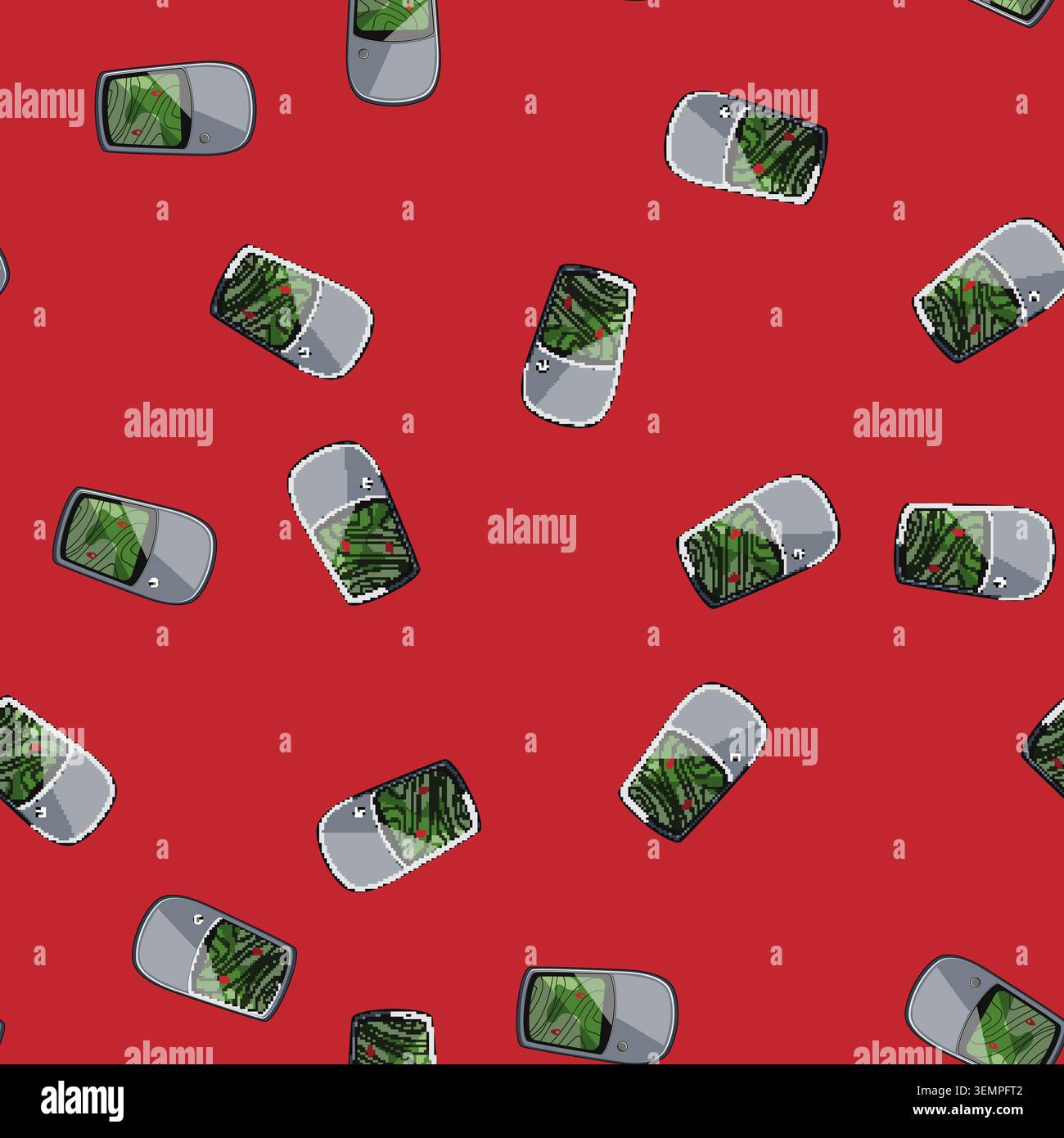 seamless pattern equipment gandheld gps cartoon vector Stock Vector