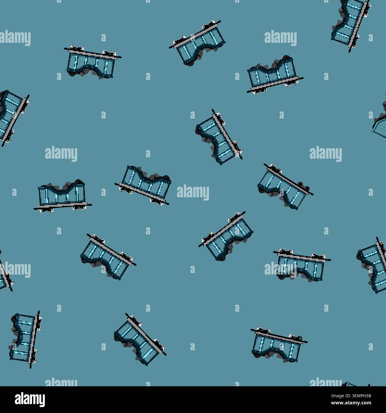 seamless pattern mining coal wagon cartoon vector Stock Vector