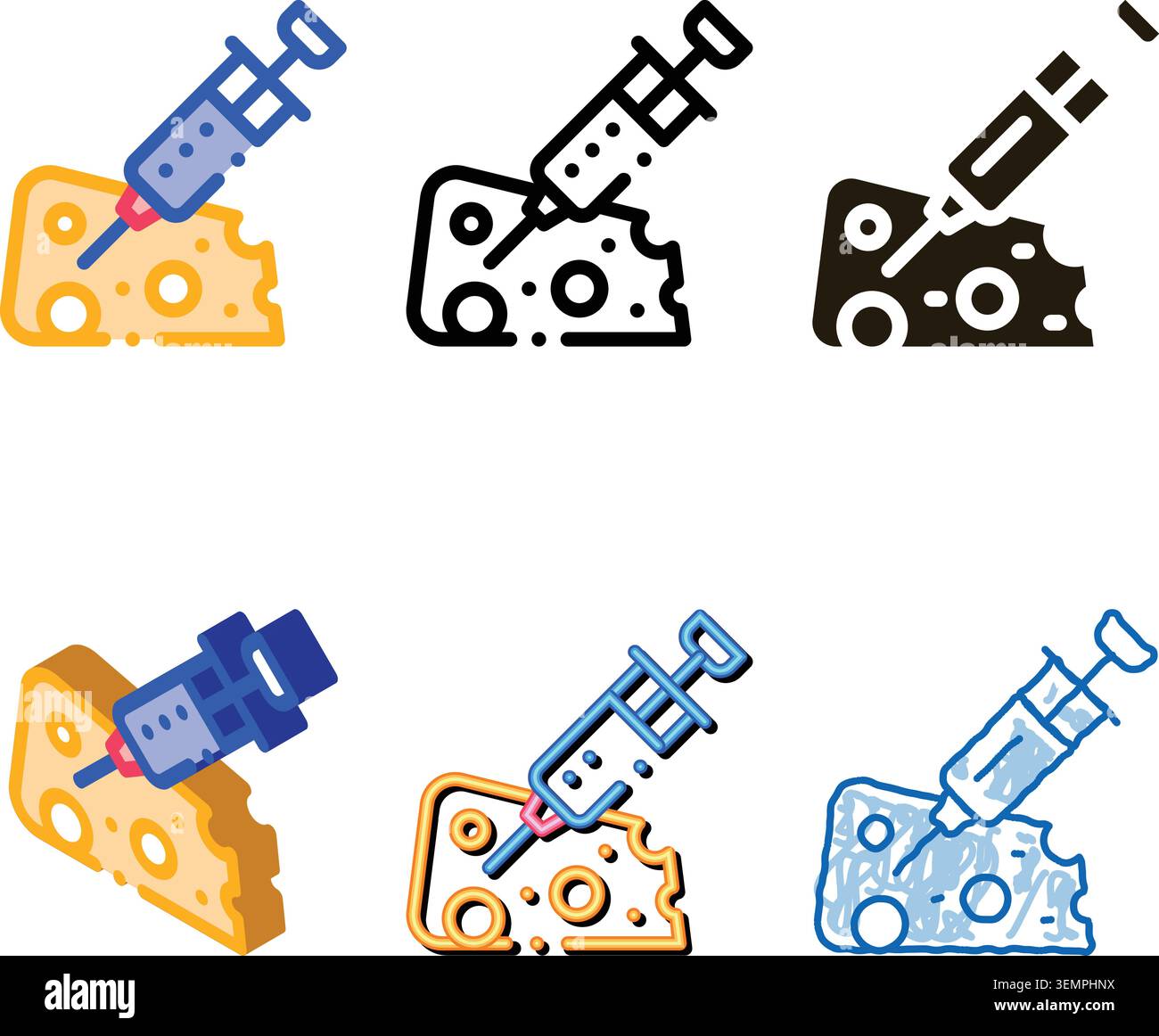 injection into cheese icon vector pack outline Stock Vector