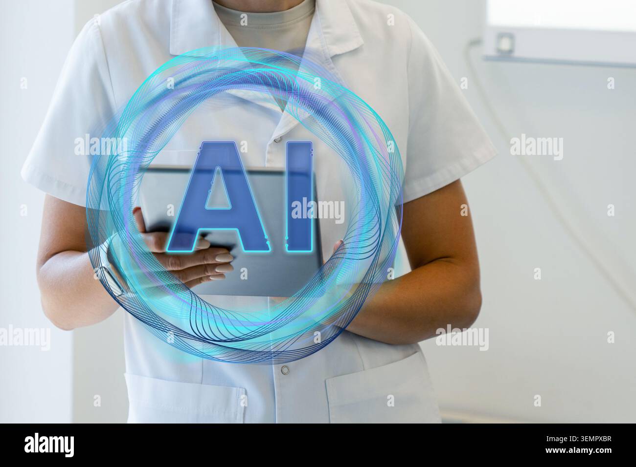 Doctor using artificial intelligence in medical practice Stock Photo