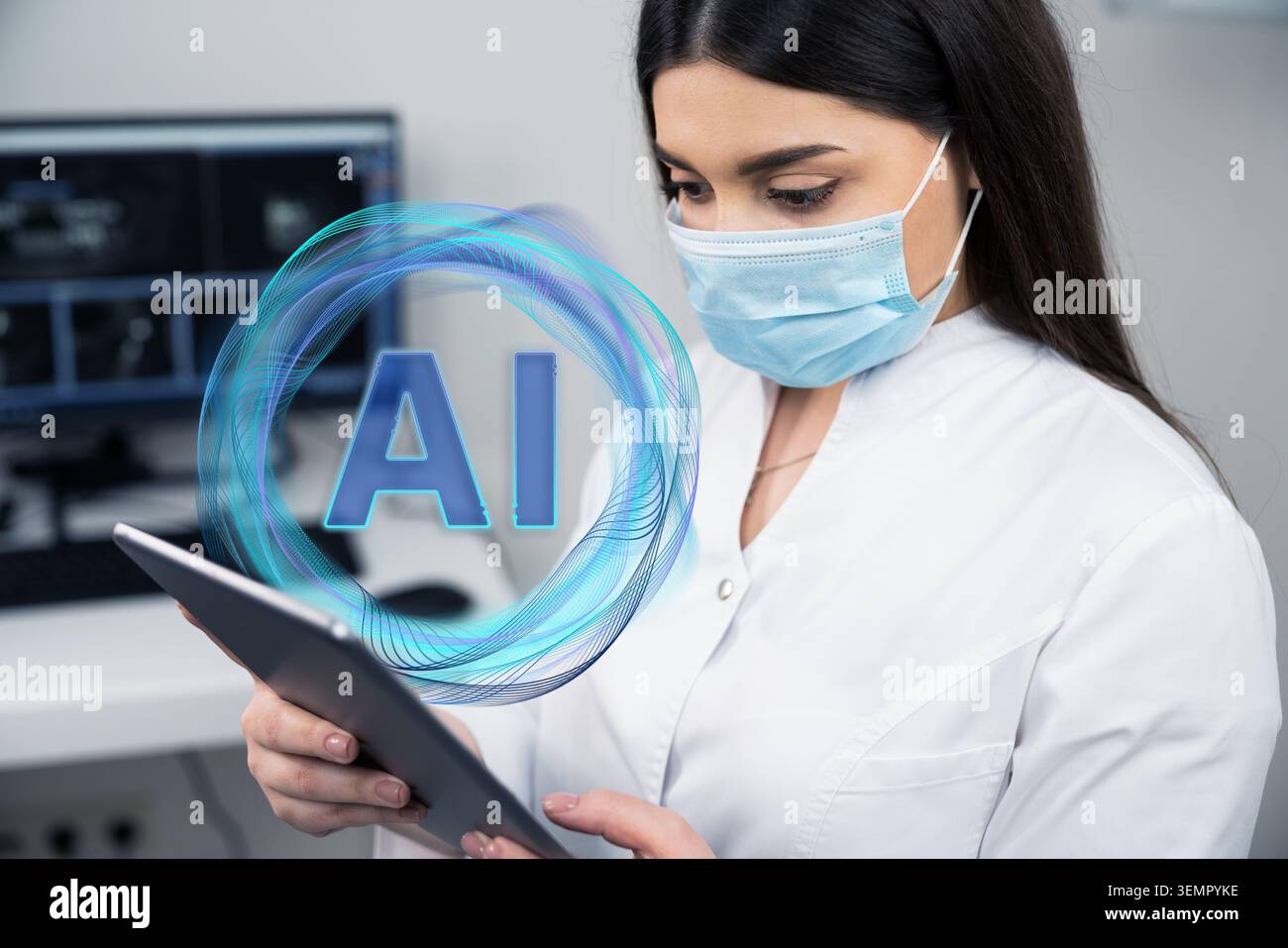 Doctor using artificial intelligence in medical practice Stock Photo