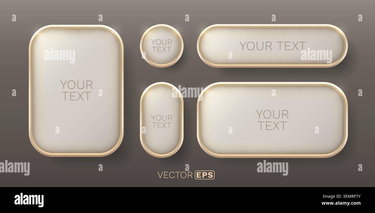 Stylish 3D neumorphic button set featuring soft, rounded shapes for modern design. Vector illustration Stock Vector