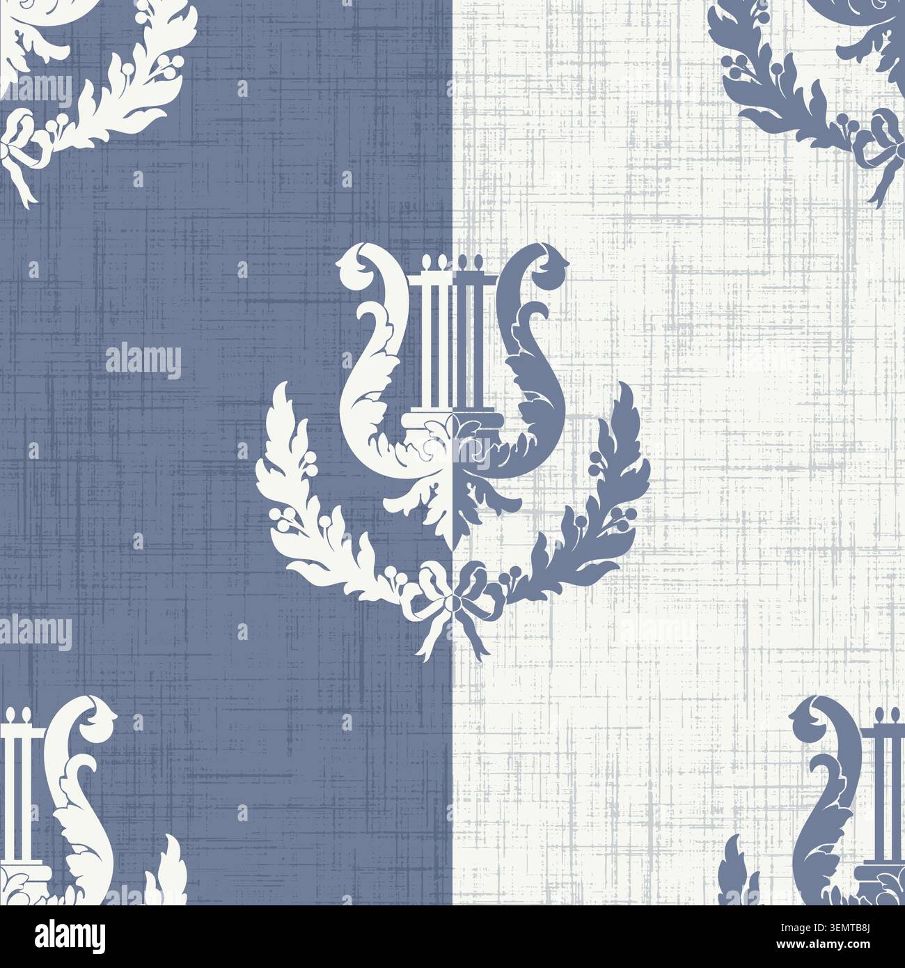 Damask modern seamless pattern element with harp. Vintage classical old fashioned damask ornament, seamless texture for wallpapers, textile. Stock Vector