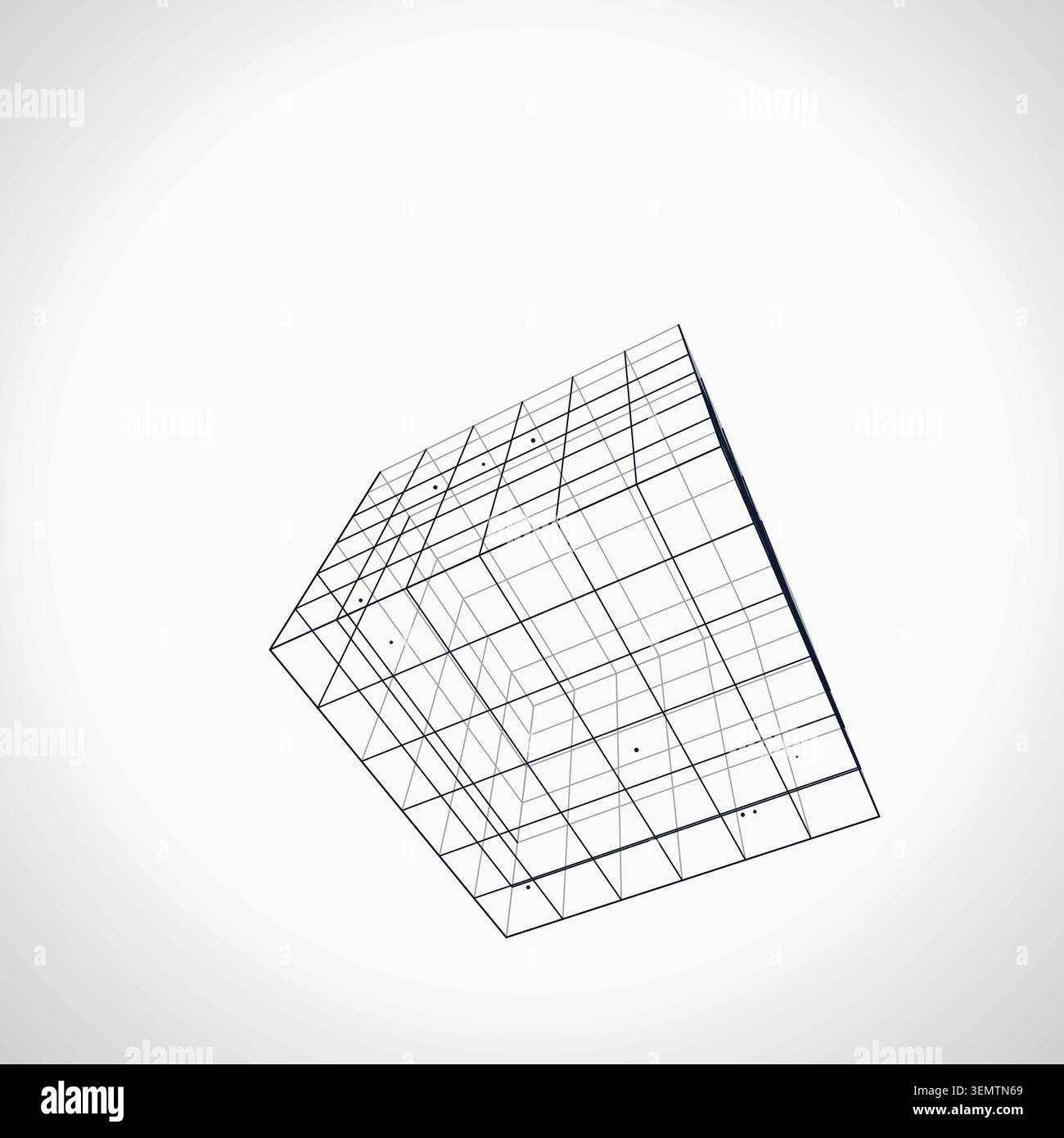Decorative wire cube illustration for creative templates, creative layouts, and modern visual branding. Stock Vector