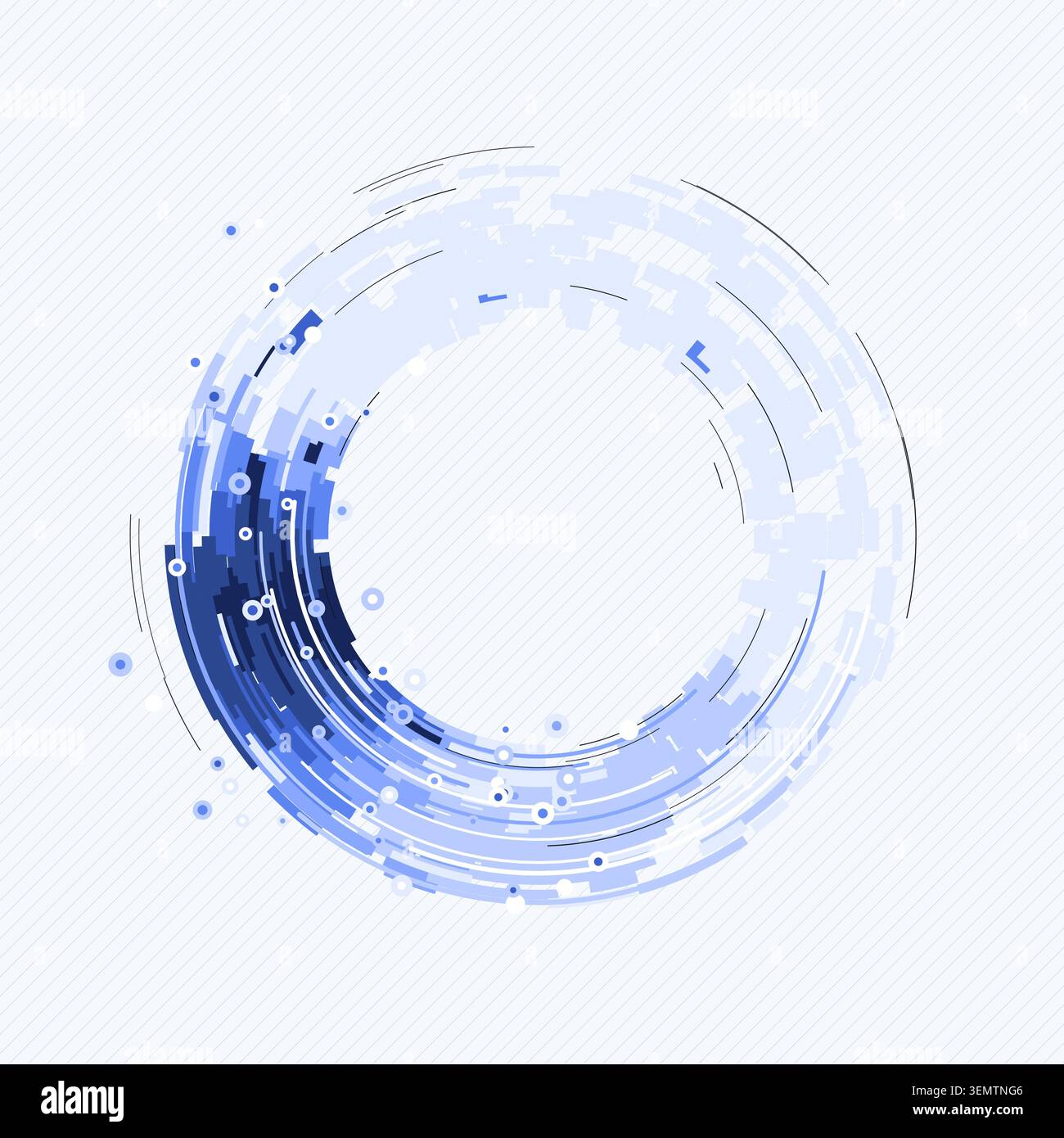 Abstract digital ring interface made from layered geometric arc blocks Stock Vector