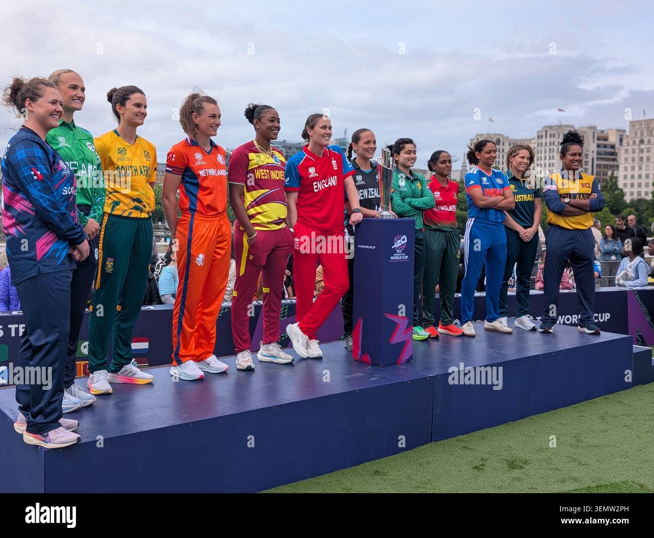 London, UK. June 07, 2026: Captains' Carnival at Waterloo Bridge in London ahead of the ICC Women's T20 World Cup 2026. Stock Photo