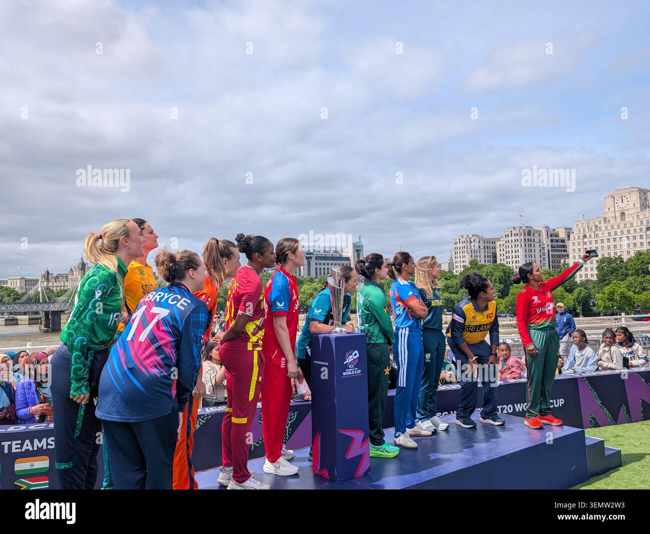 London, UK. June 07, 2026: Captains' Carnival at Waterloo Bridge in London ahead of the ICC Women's T20 World Cup 2026. Stock Photo