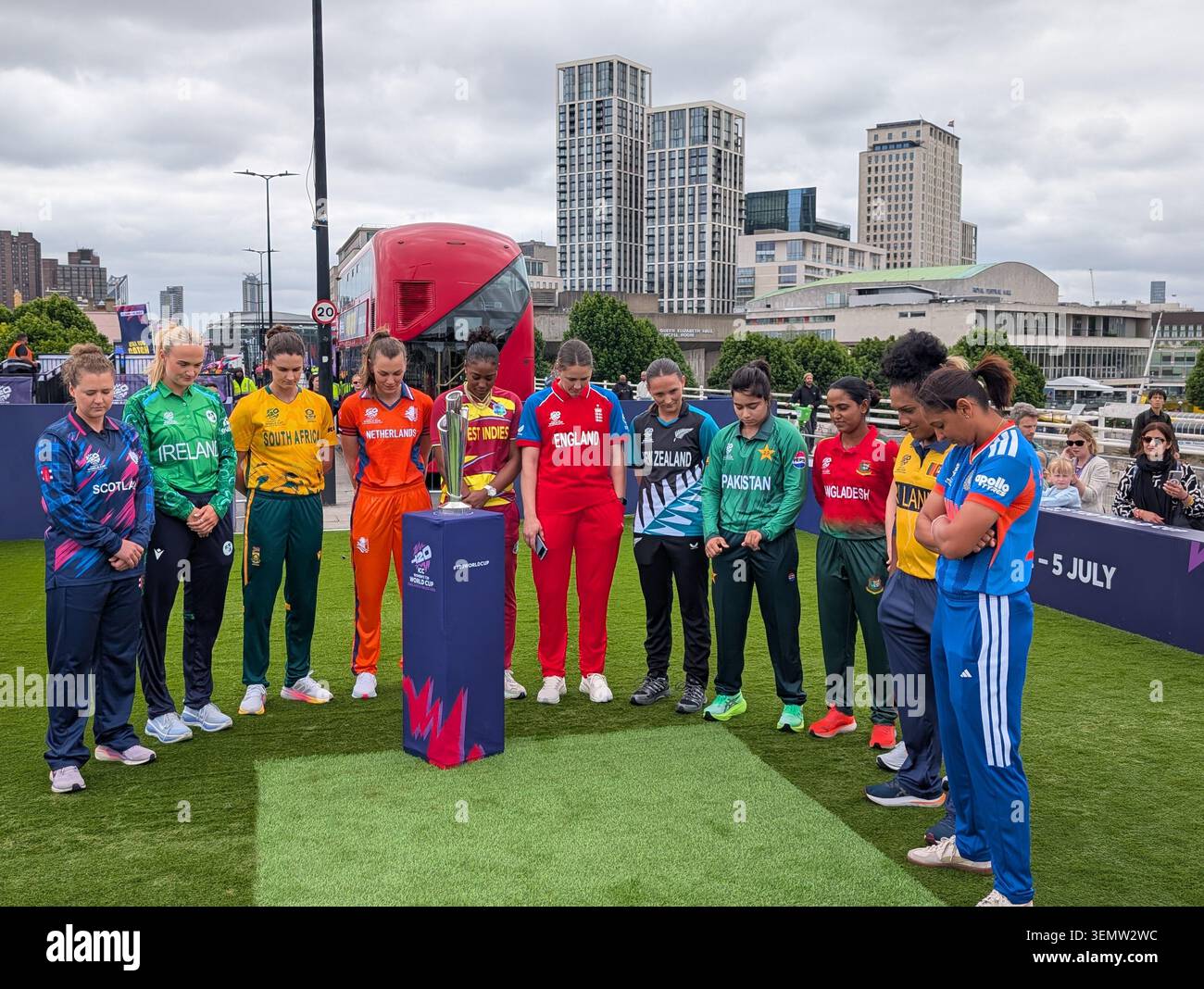 London, UK. June 07, 2026: Captains' Carnival at Waterloo Bridge in London ahead of the ICC Women's T20 World Cup 2026. Stock Photo