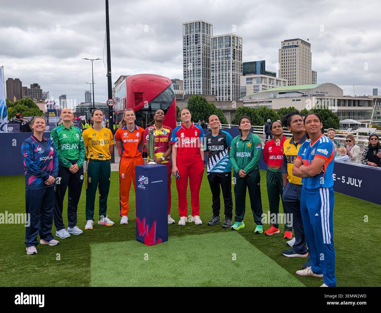 London, UK. June 07, 2026: Captains' Carnival at Waterloo Bridge in London ahead of the ICC Women's T20 World Cup 2026. Stock Photo