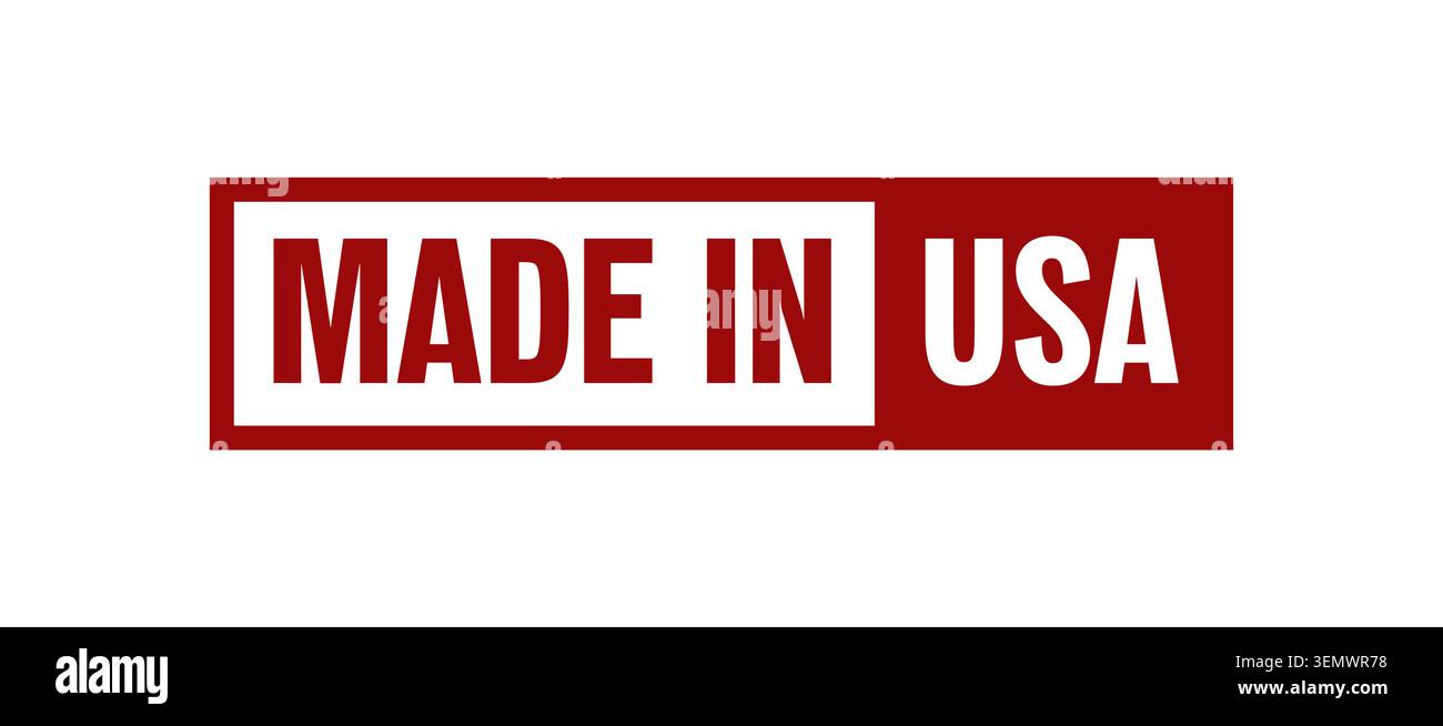 Made in USA square badge with red flag colors Stock Vector