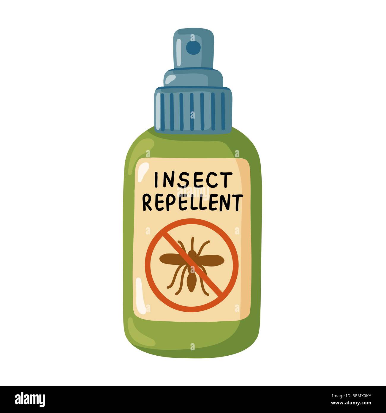 Insect Repellent Spray for Mosquito Protection. Cartoon vector illustration on white background Stock Vector
