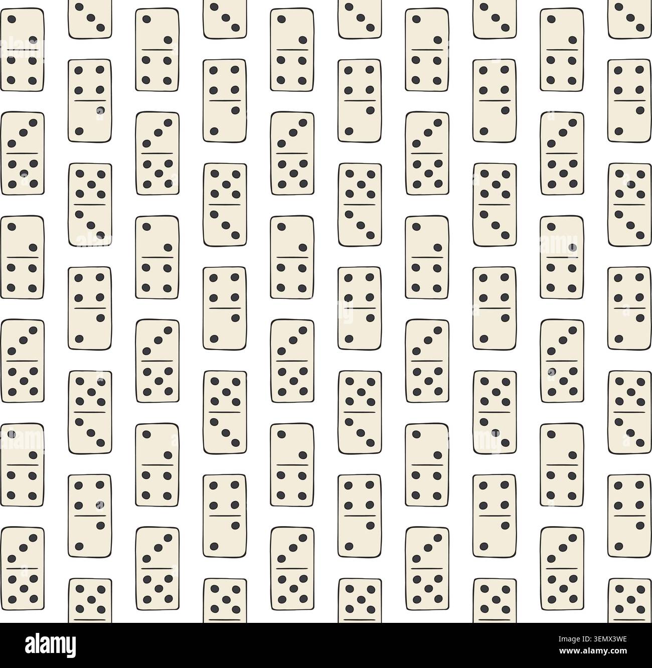Vector seamless pattern of hand drawn doodle sketch dominoes isolated on white background Stock Vector
