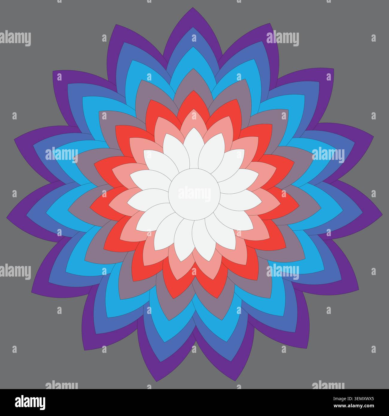 Colorful Floral Mandala Vector Illustration with Layered Petals and Symmetrical Geometric Design Stock Vector