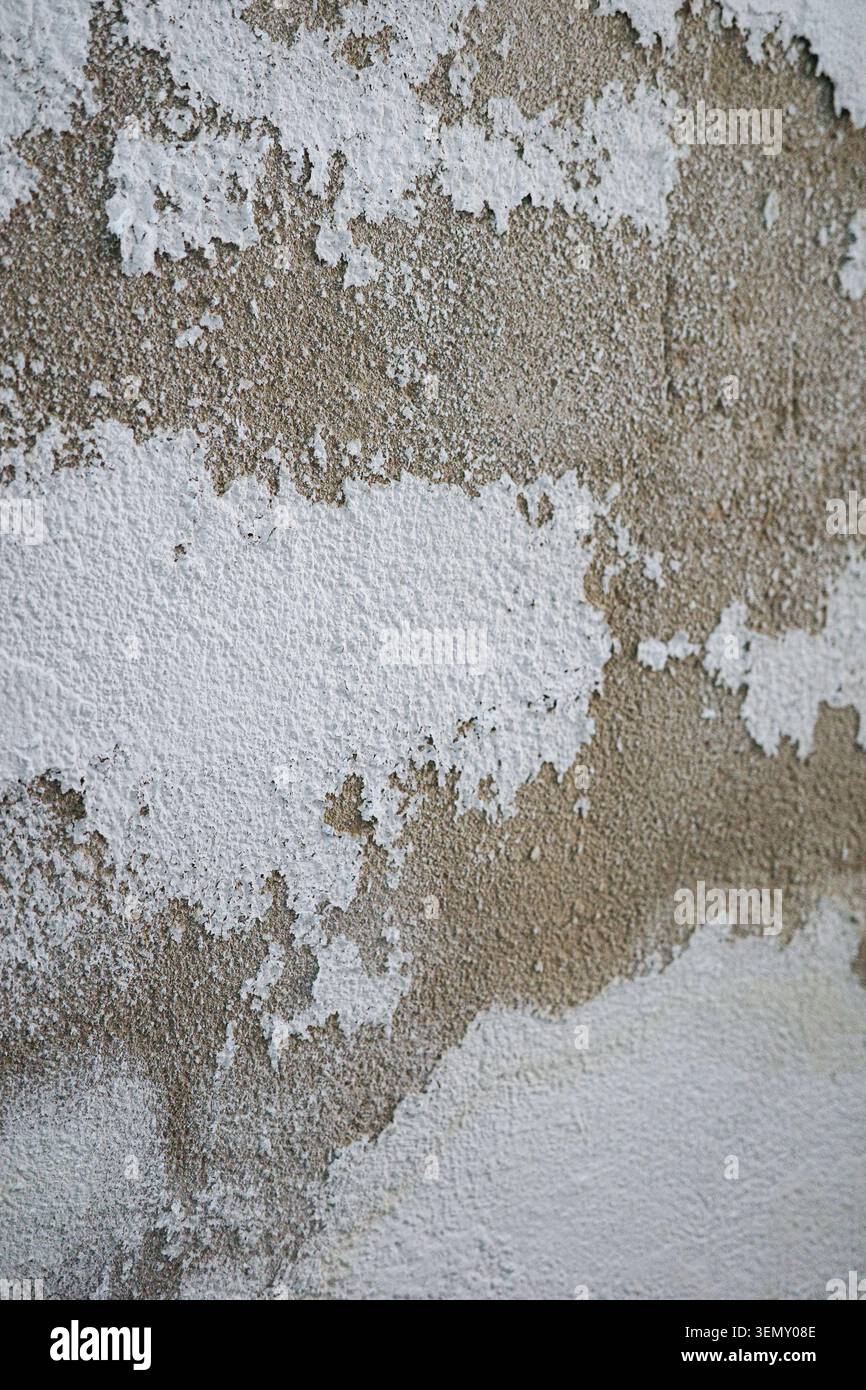 Damaged Damp Wall With Peeling Paint Texture Stock Photo