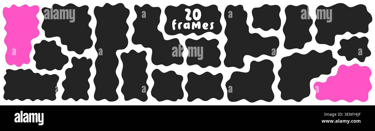 Black and white wavy organic simple frames. Stock Vector