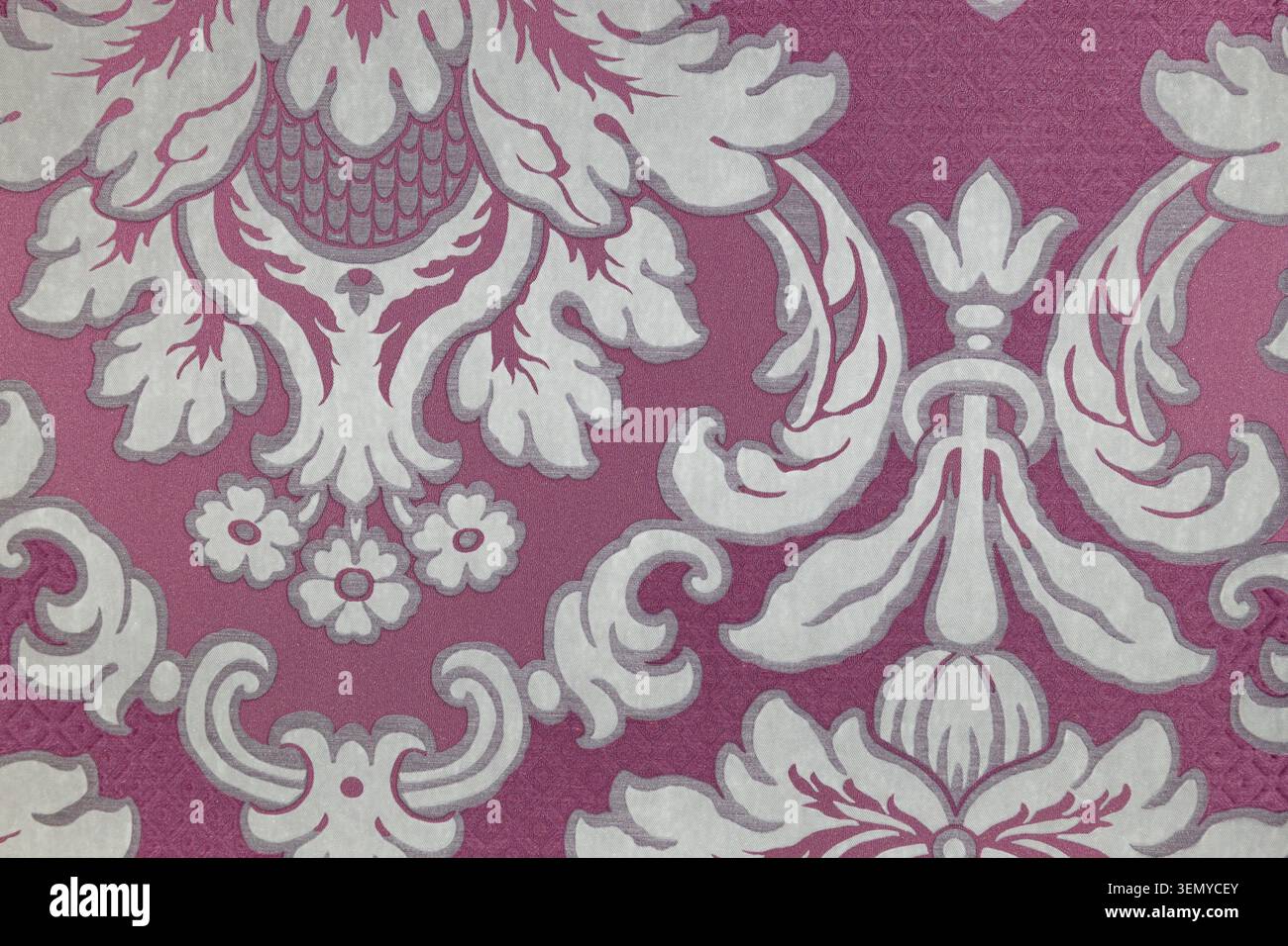 Elegant purple and silver damask tapestry pattern background Stock Photo