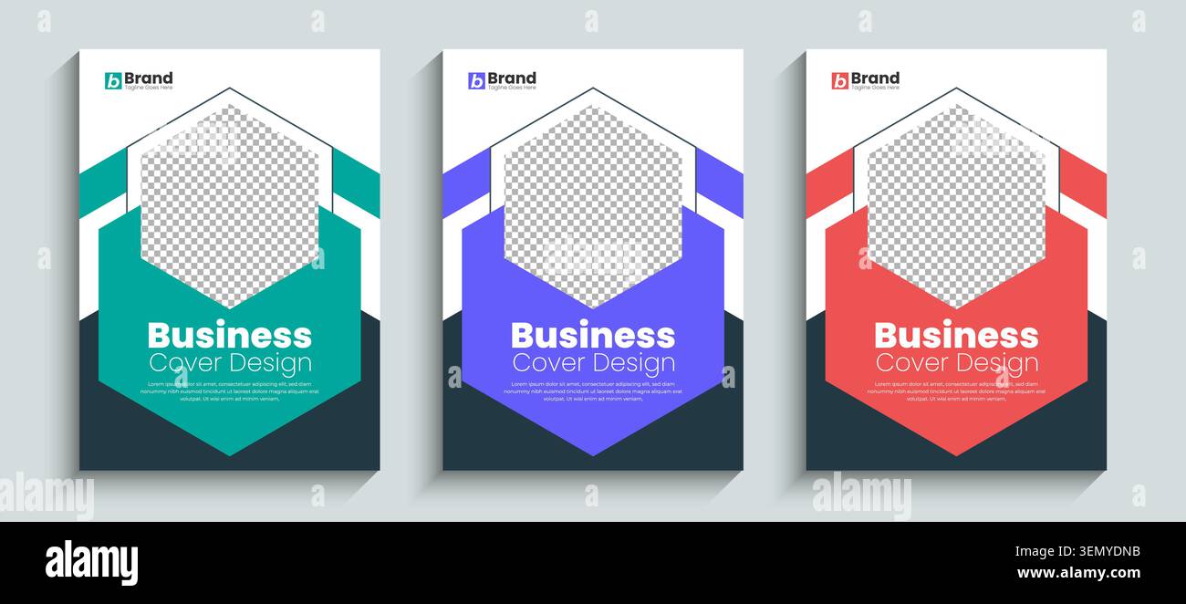 Modern and professional business brochure or book cover design template in A4 size. Professional design for annual report, catalog, flyer or booklet Stock Vector
