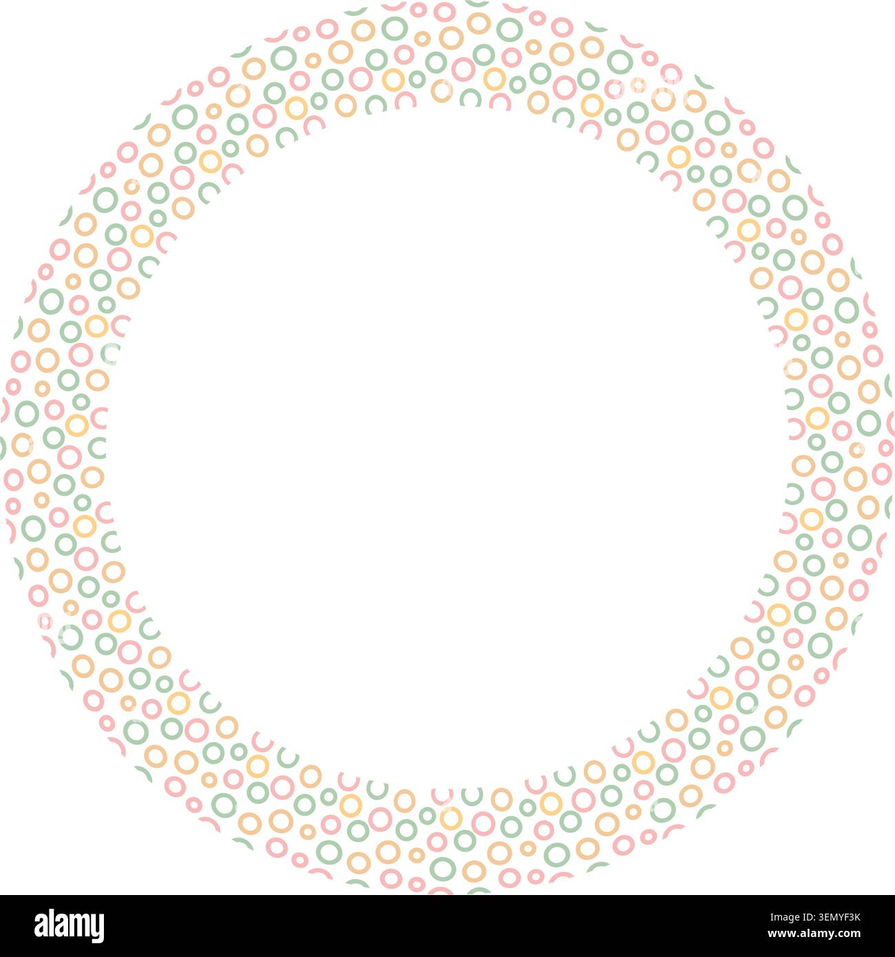 Pastel Dot Circle Border Vector Illustration Decorative Round Frame Stock Vector