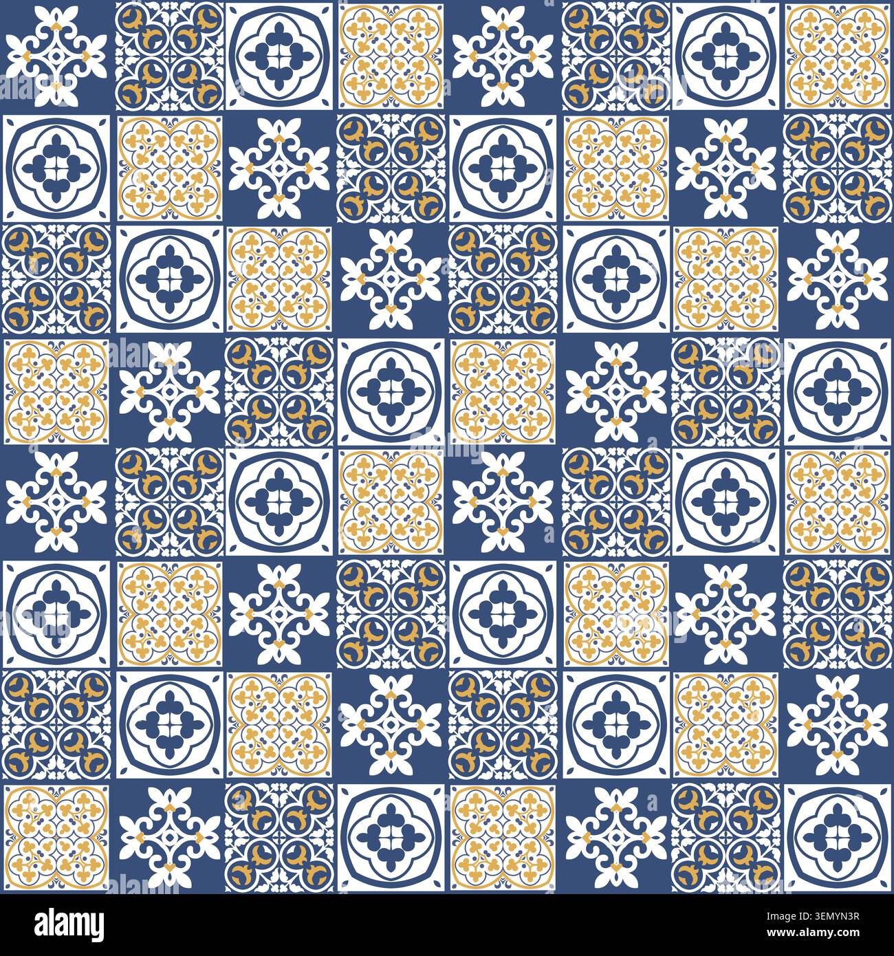 Meditteranean style mosaic pattern design Stock Vector