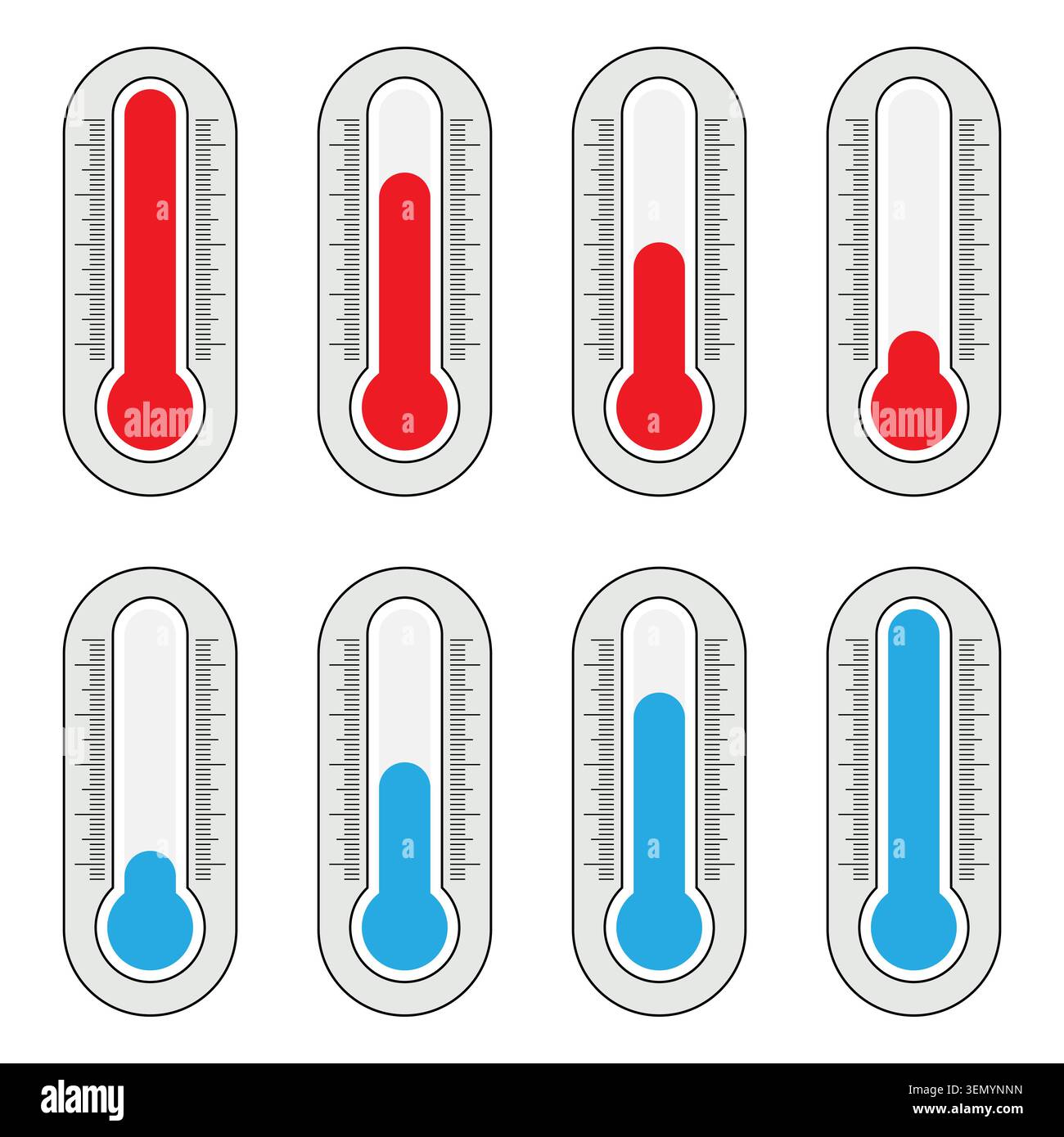 Minimalist Thermometer Icon Set Isolated on White Background Stock Vector