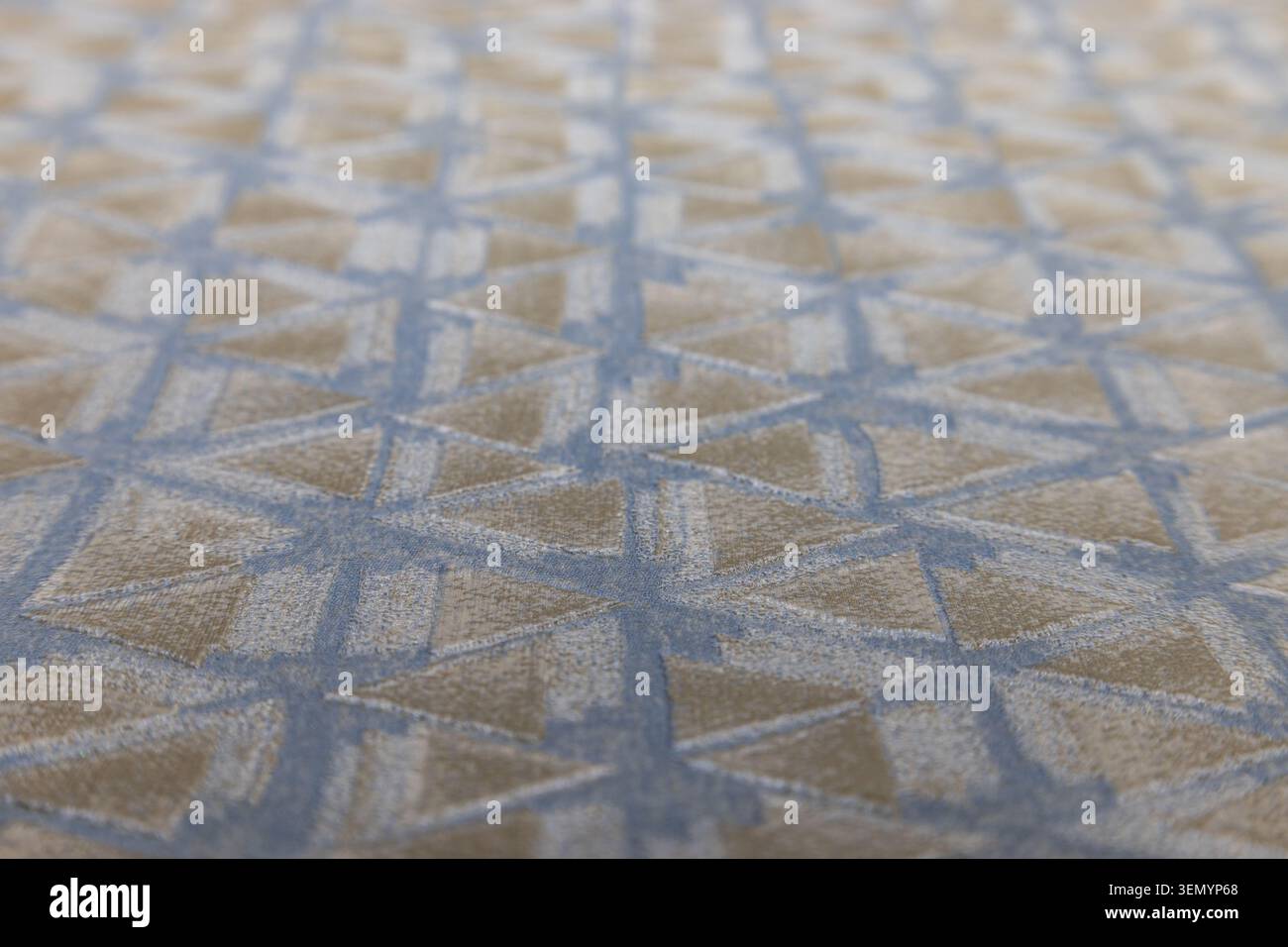 Blue and beige geometric carpet texture background Stock Photo