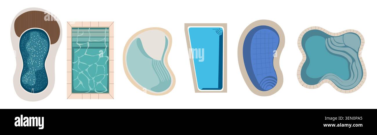 Set of stylized pool designs shown side by side Stock Vector