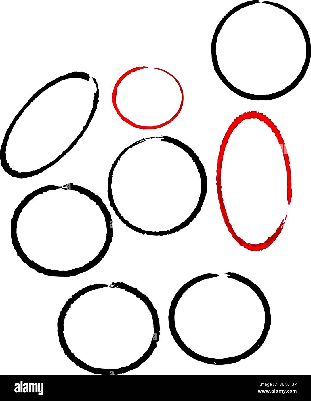 Hand Drawn Circle Frames Set for Text Highlighting, Marketing Annotations and Design Projects Stock Vector