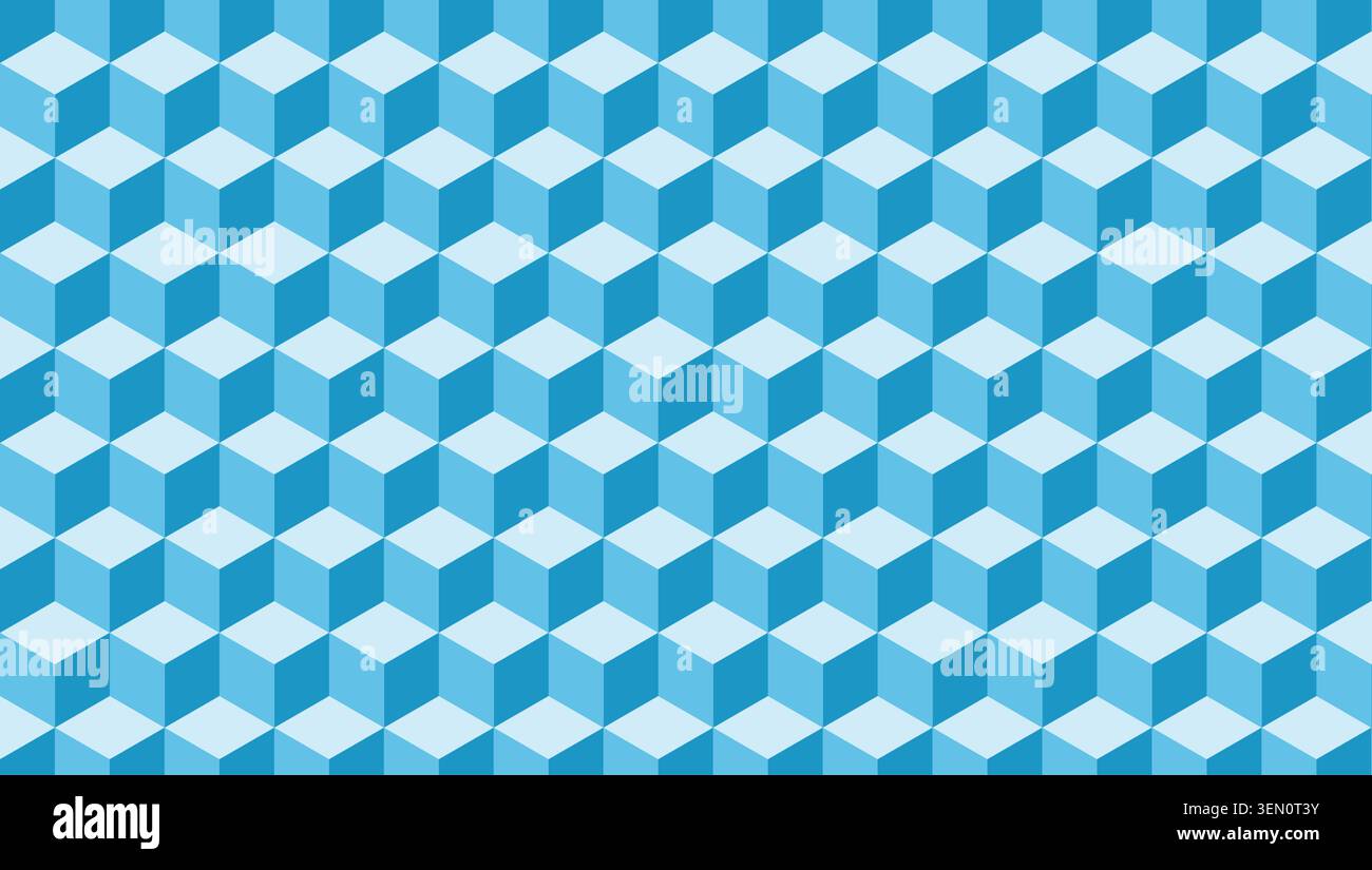 Blue 3D Cube Geometric Grid Abstract Background Stock Vector