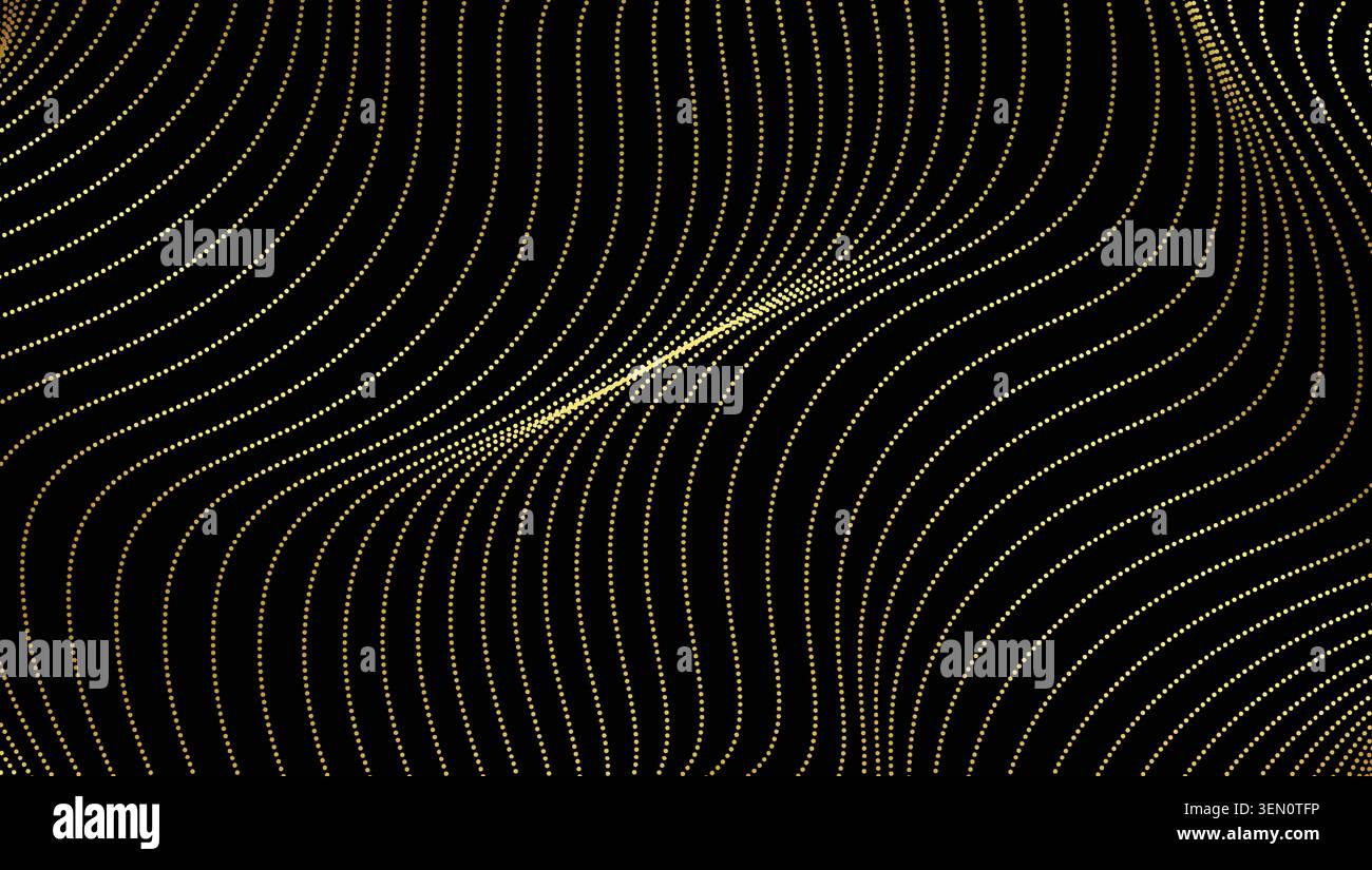 Golden Dotted Wavy Line Abstract Background Stock Vector