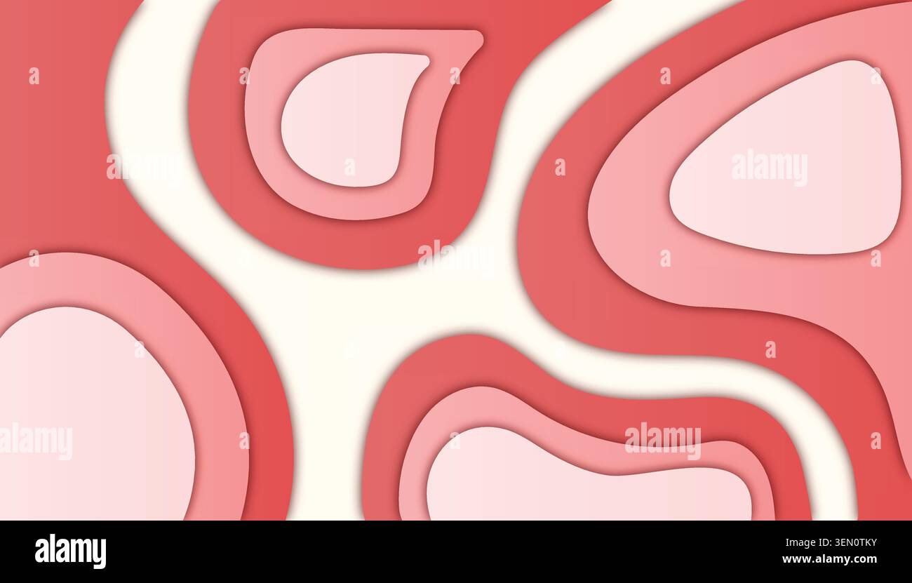 Paper Cutout Layered Red Pink Abstract Background Stock Vector