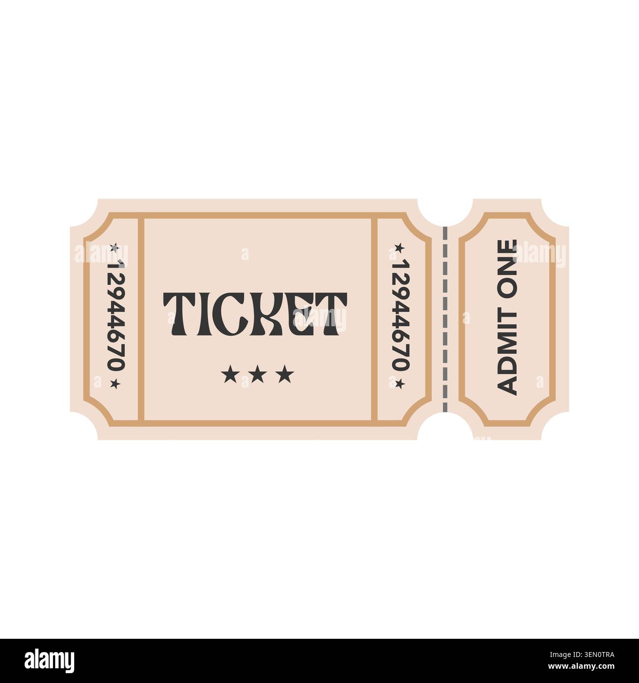 Beige Admit One Classic Event Ticket Vector Design Template Stock Vector
