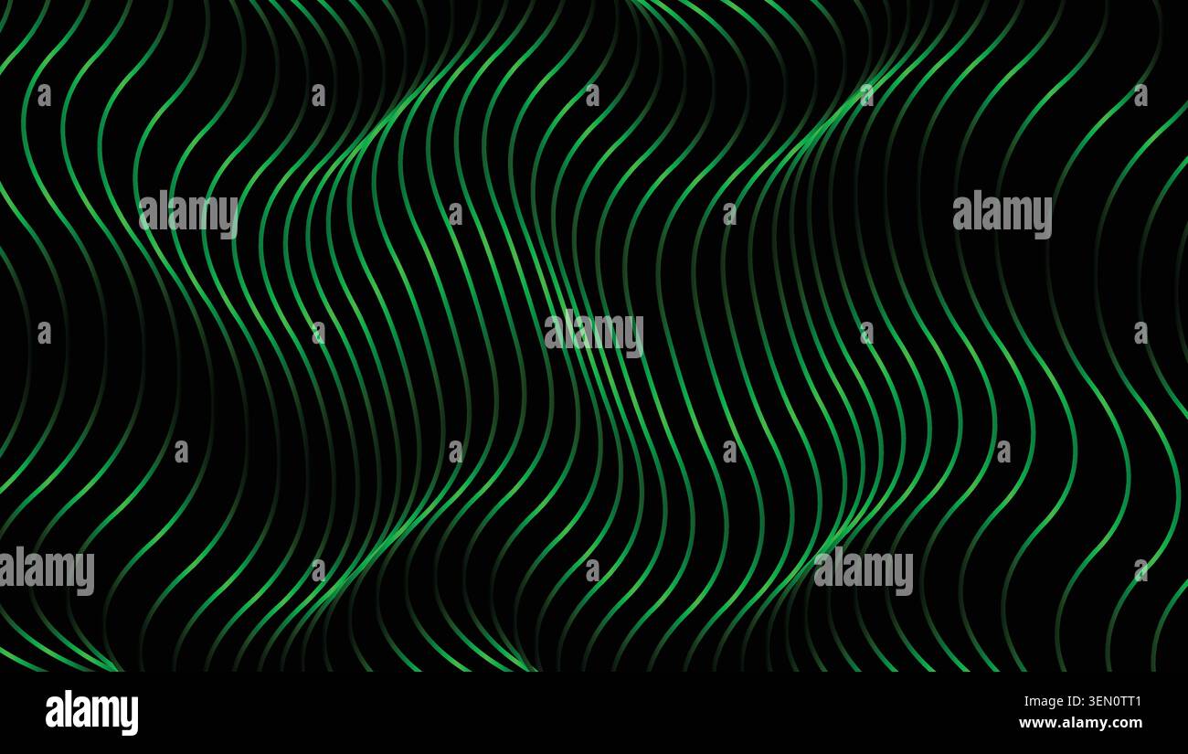 Green Wavy Line Optical Abstract Background Stock Vector