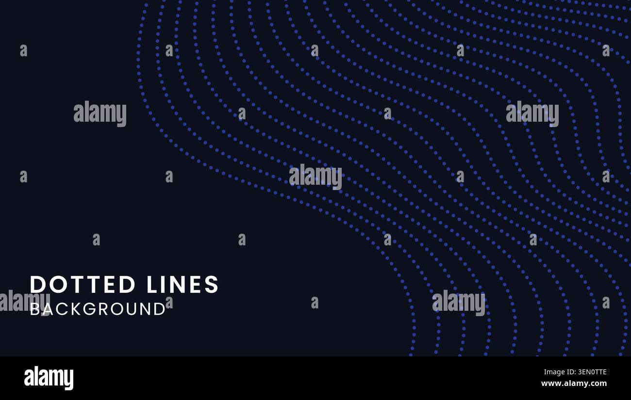 Curved Dotted Blue Line Wave Abstract Background Stock Vector