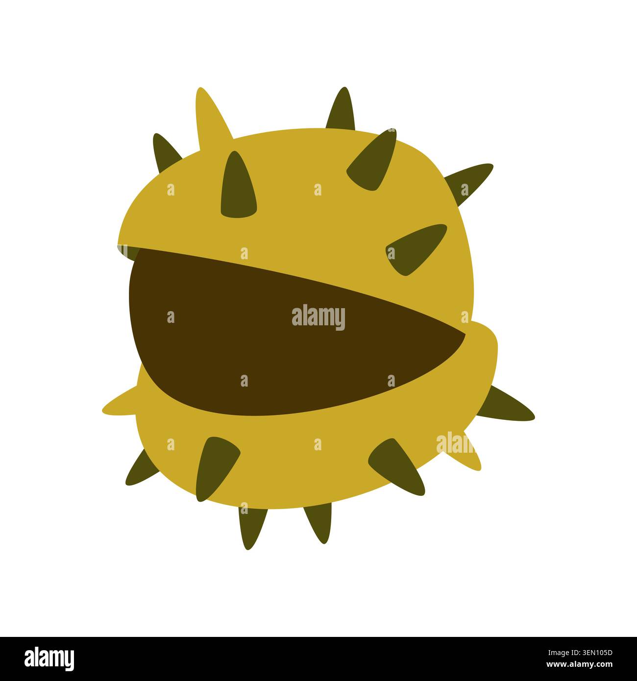 Autumn Chestnut Vector Illustration Flat Geometric Opening Forest Seed Isolated Stock Vector
