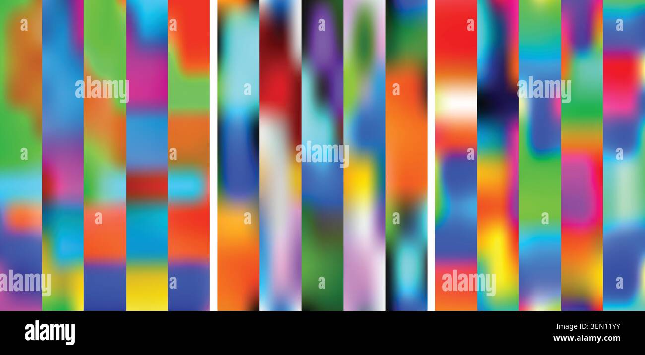 Vibrant abstract vertical gradient stripes background set Stock Vector
