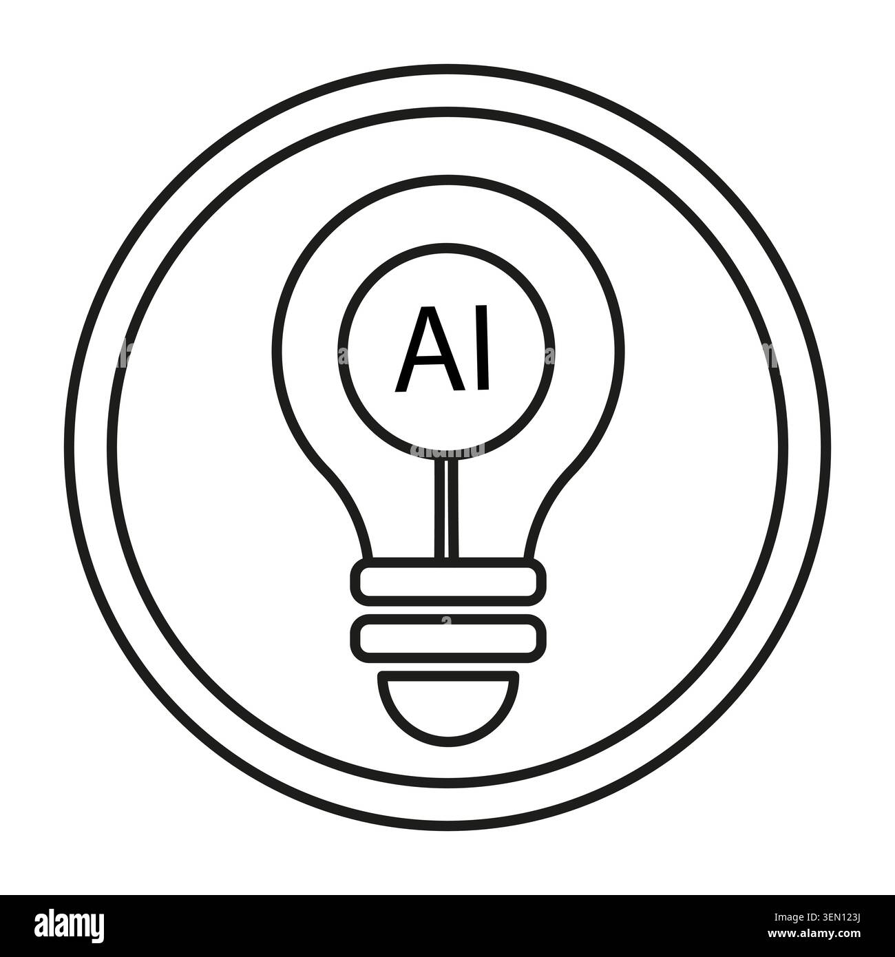 AI lightbulb icon for creative ideas and technology. Vector logo for artificial intelligence innovation and machine learning concepts. Stock Vector