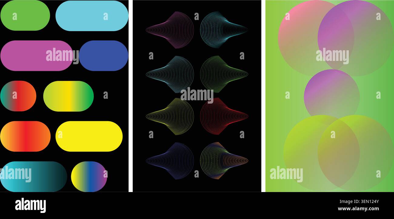Modern abstract vector shapes and gradient elements collection Stock Vector