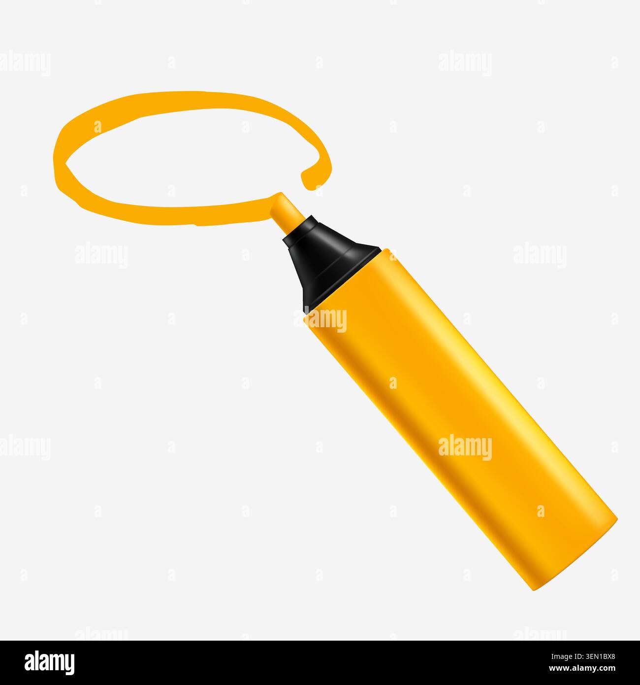 Yellow Highlighter Marker Drawing Circle Stock Vector