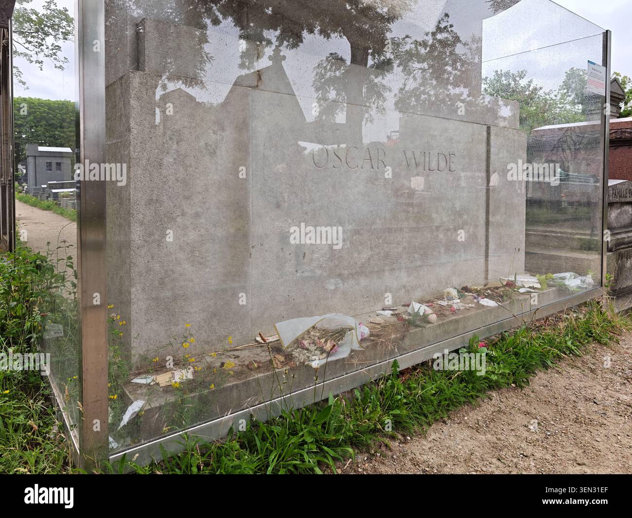 Jacob Protected The tomb of Irish writer Oscar Wilde at Pere Lachaise Cemetery in Paris ...