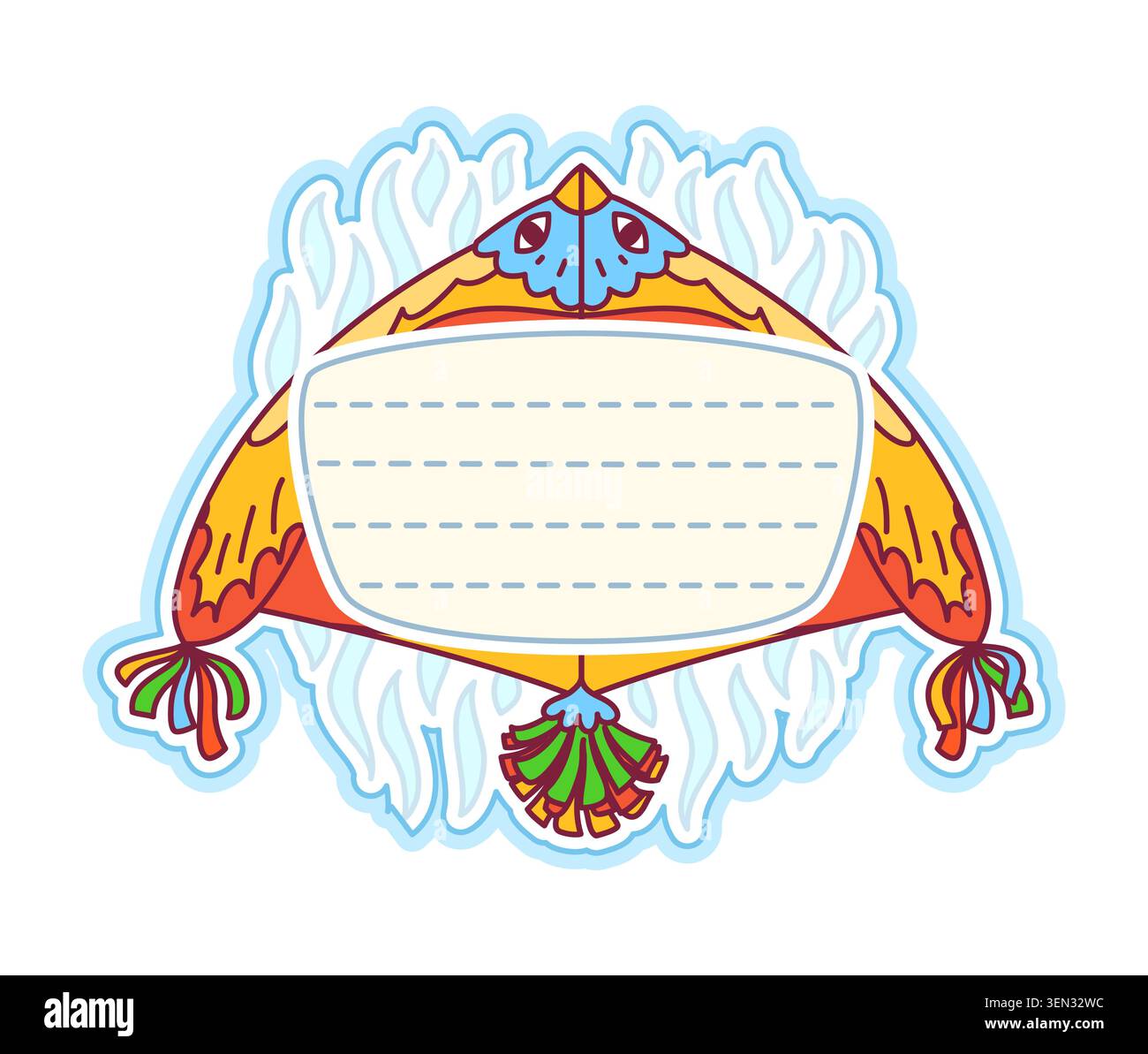 Festival paper kite blank kids memo note frame Stock Vector