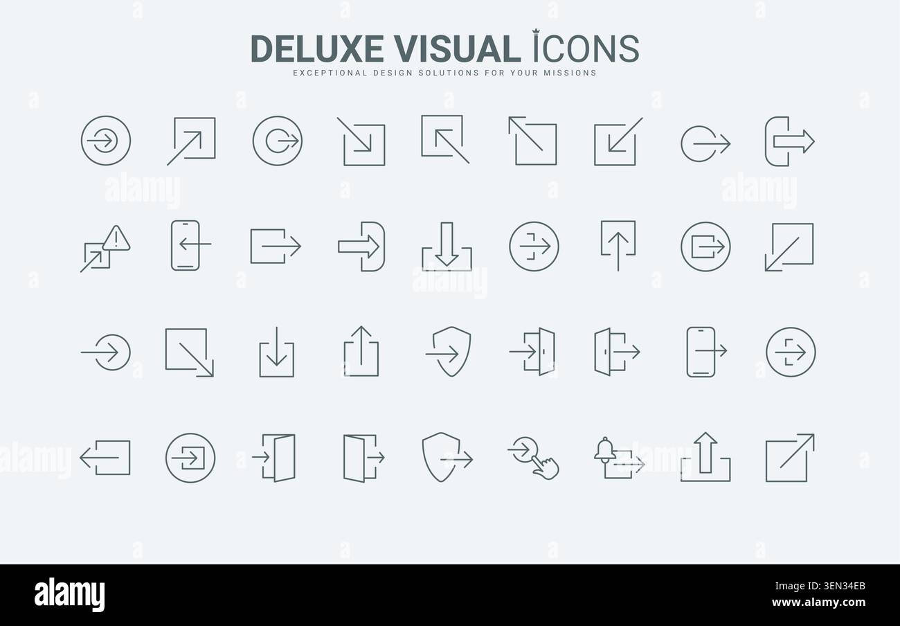 Input and output arrow symbols for navigation, login, logout, upload ...