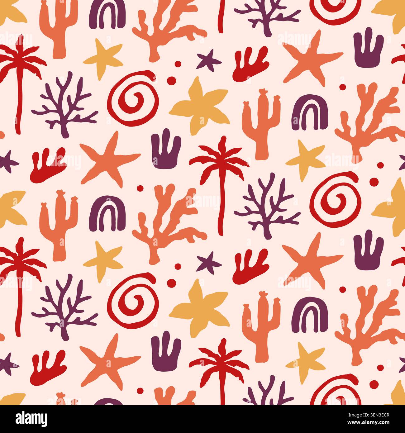 Boho tropical vector seamless pattern summer print Stock Vector