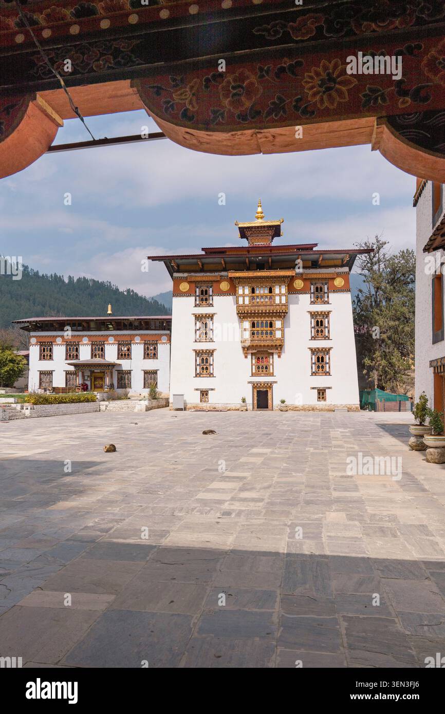 Pangri Zampa Monastery, Buddhist monastery in Bhutan, near Thimphu, Bhutan Stock Photo
