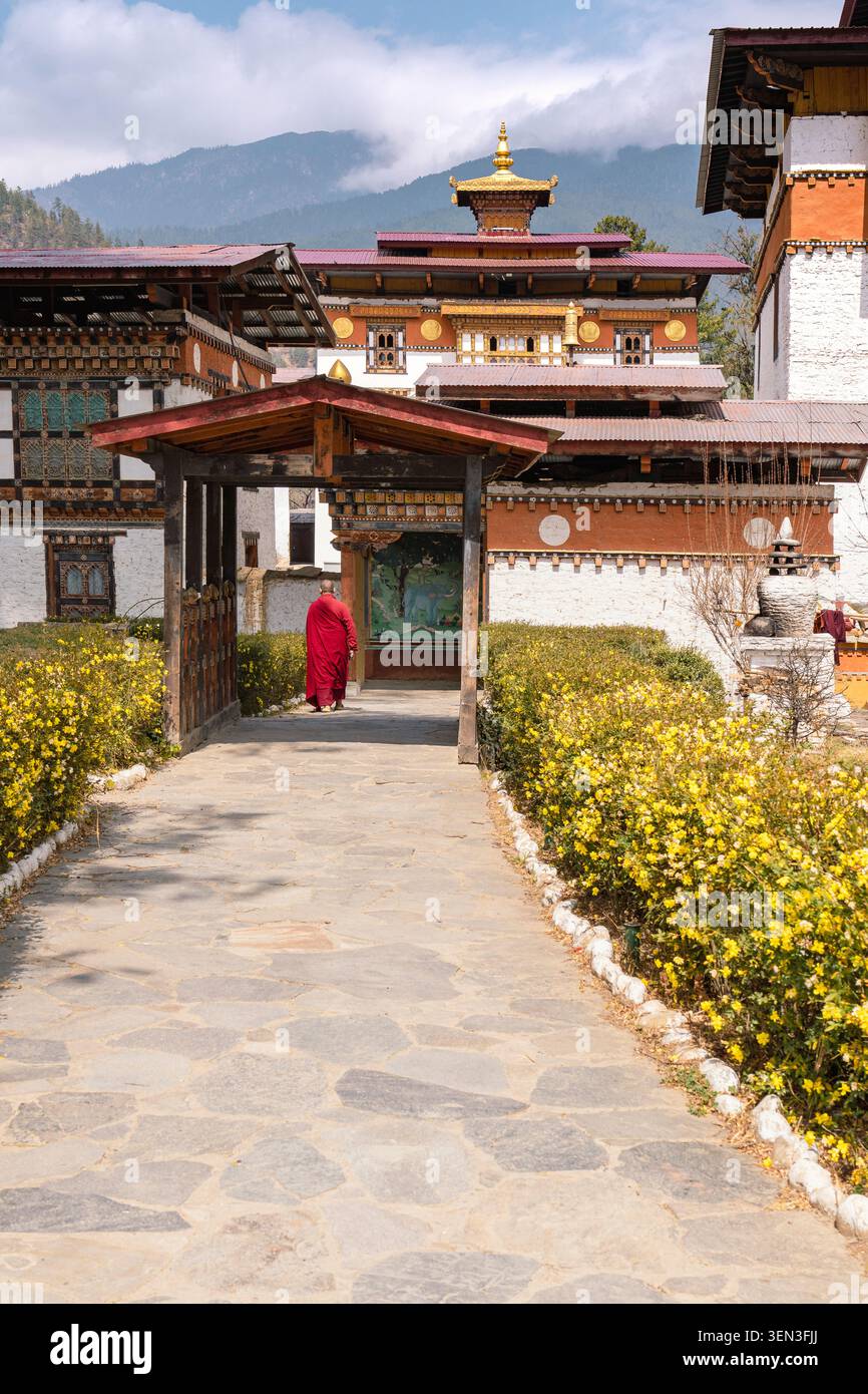Pangri Zampa Monastery, Buddhist monastery in Bhutan, near Thimphu, Bhutan Stock Photo