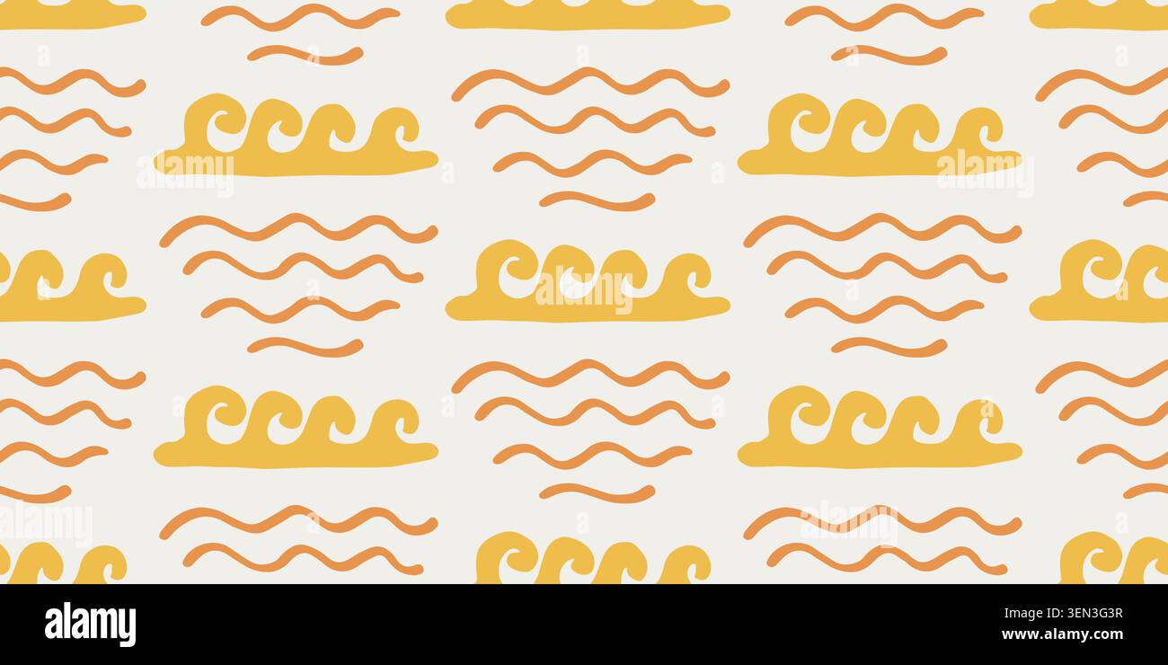 Coastal beach vector seamless pattern ocean waves Stock Vector