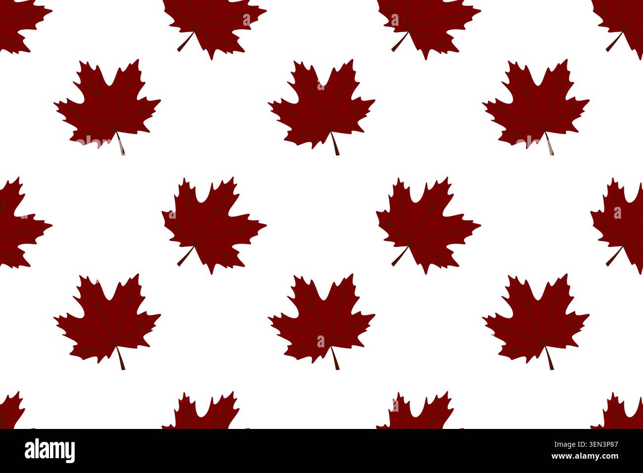Crimson maple leaves on white background, light sparse seamless pattern Stock Vector