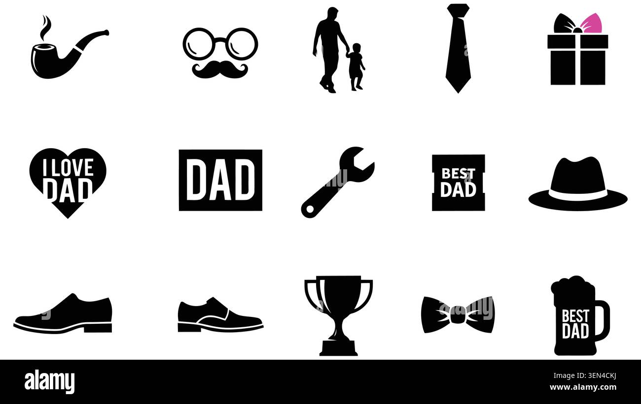 Father's Day Icon Set Collection Stock Vector
